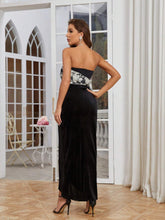 Patchwork Strapless Wrap Cami Dress With Colorblock Floral Print